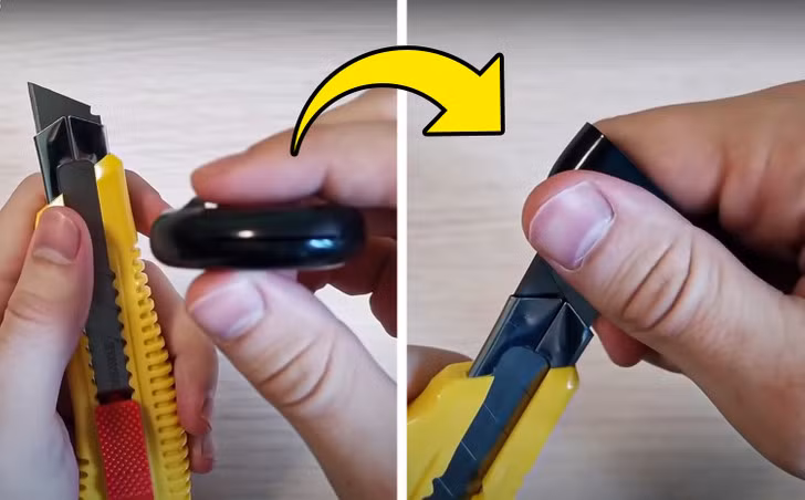 5. Phần có thể tháo rời ở cuối tay cầm của một con dao tiện ích là để loại bỏ phần xỉn màu của lưỡi dao, để lộ phần sắc bén.