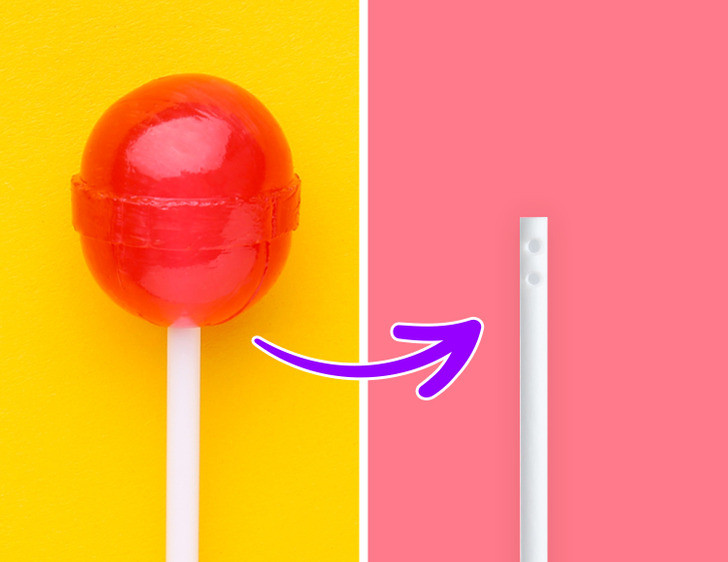 6. Các lỗ trên que kẹo mút là để giúp kẹo không bị rơi ra.