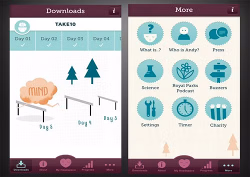  6. Headspace. Một trong những người dùng thường xuyên của ứng dụng này chính là nữ diễn viên nổi tiếng Emma Watson. Cô đã từng phát biểu rằng: "Ứng dụng này thực sự là thiên tài". Ứng dụng kiểm tra sức khoẻ trên smartphone này hướng dẫn bạn cách tĩnh tâm hơn thông qua các bài thiền và hoạt động thiền.