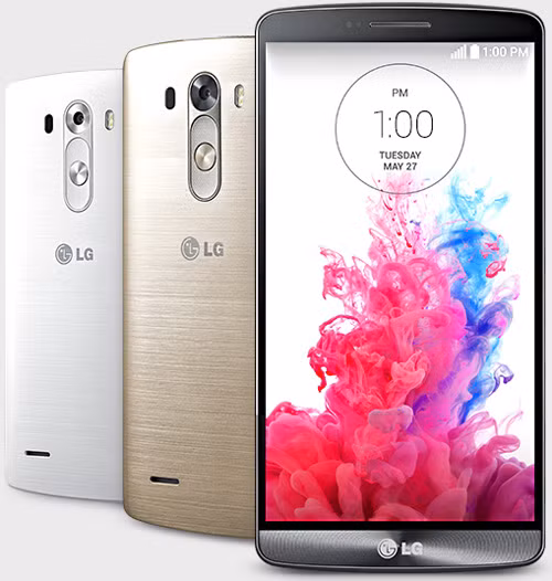  4. LG G3- Giá tham khảo 5.7 triệu. Một trong những điểm nổi bật nhất của LG G3 đó là chiếc máy được trang bị những công nghệ khá độc đáo. Đây là một trong những điện thoại đầu tiên sử dụng màn hình độ phân giải 2K, cùng với khả năng lấy nét bằng laser vốn chỉ quen thuộc trên máy ảnh. G3 được trang bị bộ vi xử lý tích hợp (SoC) Qualcomm Snapdragon 801, dung lượng RAM 3GB và bộ nhớ 32GB (có thể mở rộng bằng thẻ nhớ MicroSD).