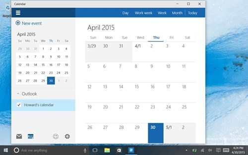  8. Chế độ Tablet. Khi Windows 10 chạy trên PC, theo mặc định các ứng dụng Windows sẽ khởi chạy trong cửa sổ có thể thay đổi kích thước như những ứng dụng trên desktop. Trên máy tính bảng bật chế độ Tablet, các ứng dụng hiển thị ở chế độ toàn màn hình như khi chạy trên Windows 8/8.1. Nếu tắt chế độ Tablet, trên thanh tiêu đề của các ứng dụng Windows đang chạy sẽ chứa các nút điều khiển chạm: thu nhỏ, phóng lớn, và đóng cửa sổ.