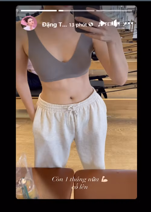 Người đẹp tự động viên bản thân tập luyện trước đám cưới ở TP HCM vào tháng 6.