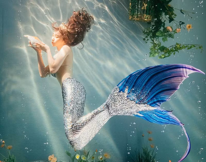 Cô nàng nín thở dưới nước khá lâu để có những bức ảnh đẹp mê hoặc.