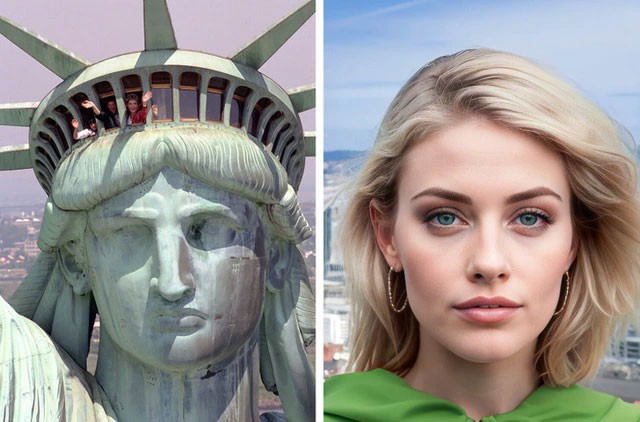 Nữ thần Tự do, được lấy hình mẫu từ Charlotte Beysser Bartholdi (1801–1891) một người phụ nữ người Pháp, mẹ của nhà điêu khắc tạo nên bức tượng.