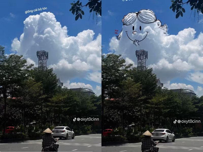 Vẽ thêm bộ tóc, bức ảnh tĩnh trở nên có hồn, đáng yêu hơn hẳn.