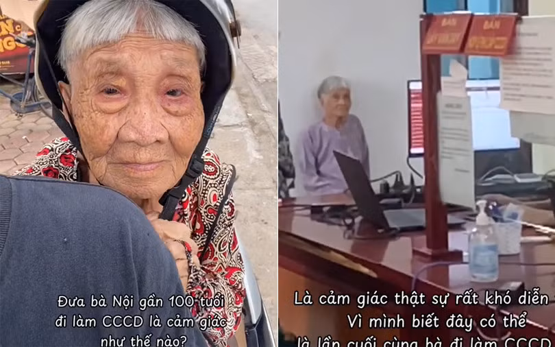 Những ngày gần đây, một đoạn clip 30 giây chia sẻ về chuyện chở bà nội 99 tuổi đi làm thẻ CCCD của chàng trai Hưng Yên – Trần Hoàng Minh (sinh năm 2002) “gây bão” mạng xã hội TikTok.(Ảnh: cắt từ clip)