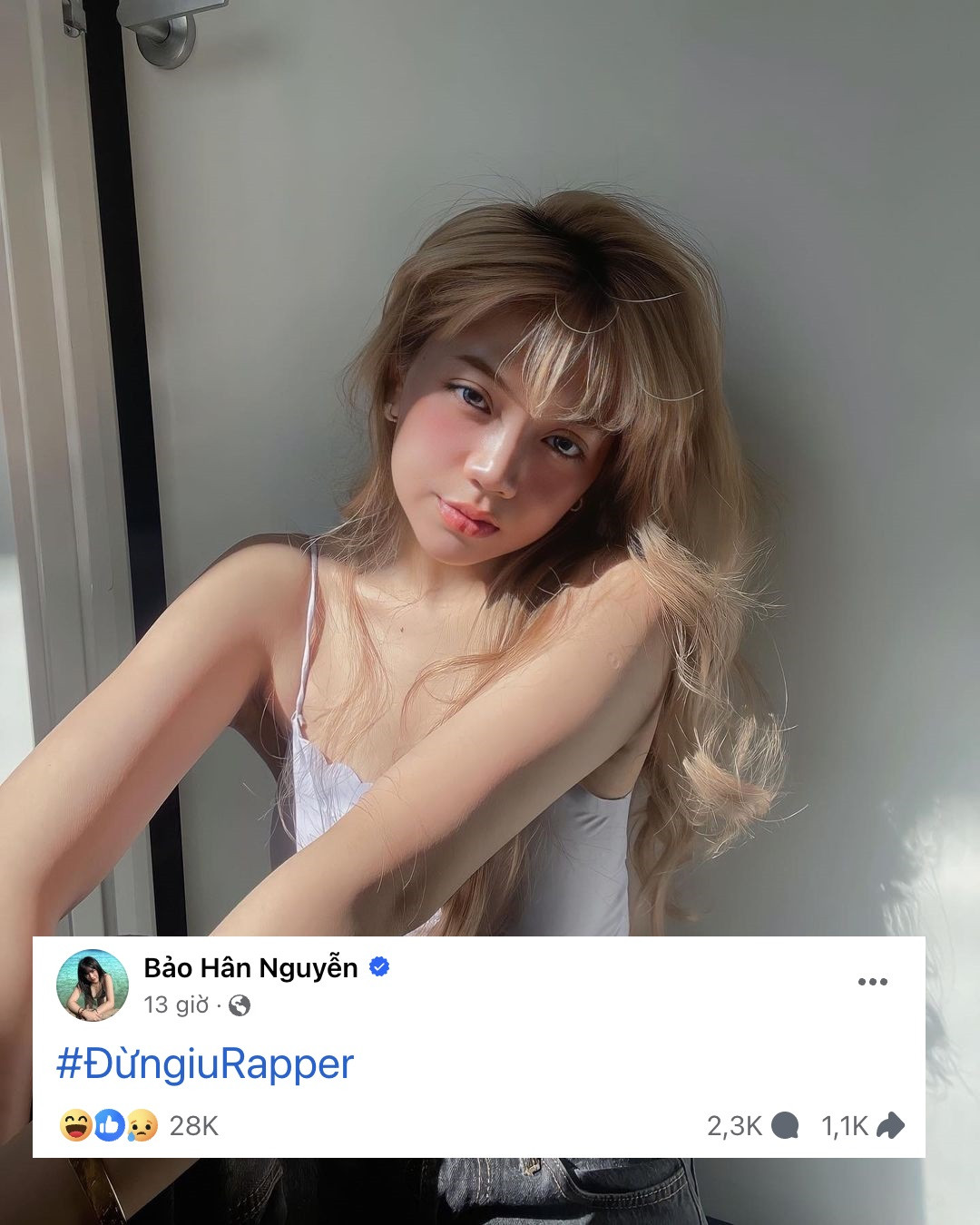 Ngoài ra Bảo Hân còn bổ sung thêm ở phần bình luận những thông tin khác như: #ngườitừngtrải, #nhấtlàmấyanhhaylàmnhạcsuy, #xinlỗiBRay.