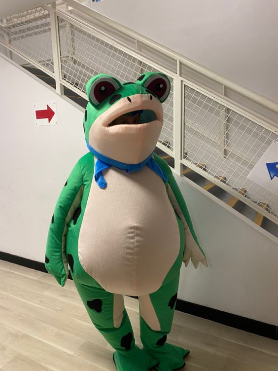 Biểu cảm ngây ngô, hài hước của bộ đồ ếch là điều đặc biệt khiến trang phục mascot này hot đến tận cả Việt Nam.