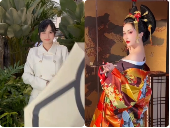 Không chỉ đầu tư trang điểm, làm tóc, Mina Phạm còn dày công lựa chọn trang phục giống đến 90% nhân vật Võ Tắc Thiên trong phim của Phạm Băng Băng. Đến cả bộ áo giáp gai góc uy nghiêm mà Võ Tăc Thiên mặc khi ra trận cũng được Mina chuẩn bị đầy đủ.