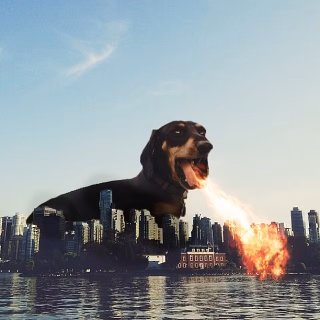 Dự án ảnh "Vivian chuyển tới Brooklyn" của Mitch Boyer bao gồm những hình ảnh hóa thành chó khổng lồ của cô chó cưng Vivian nhận được rất nhiều ủng hộ, khích lệ. (Nguồn Bored Panda)