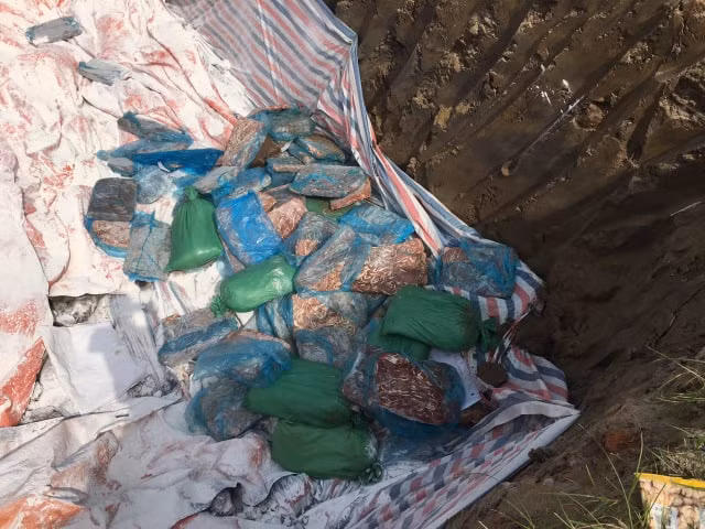 Hố tiêu hủy được đào sâu, dải bạt.