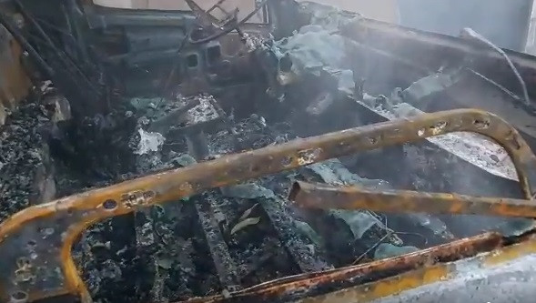 Khoang lái xe chở gas trơ khung.