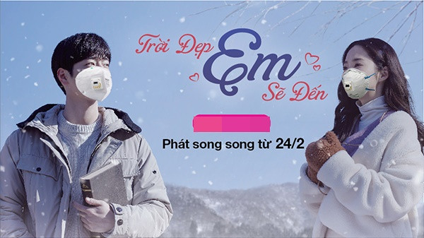 2 nhân vật chính trong phim "Trời đẹp em sẽ đến" đều được đeo khẩu trang khá cẩn thận. Ảnh: Keeng