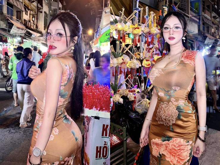 Trang phục váy bó giúp Bảo Trân khoe trọn số đo 94-62-98cm.