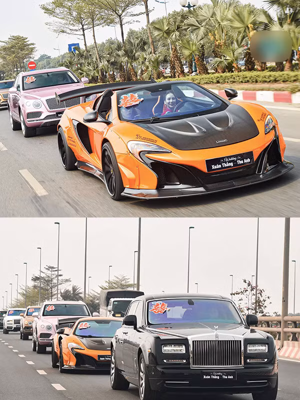 Ngay từ phía bên ngoài rạp cưới, người xem đã choáng ngợp trước dàn siêu xe có giá trị không hề nhỏ. Dàn siêu xe này đã được 1 nữ doanh nhân huy động để tham dự hôn lễ của cháu trai mình.