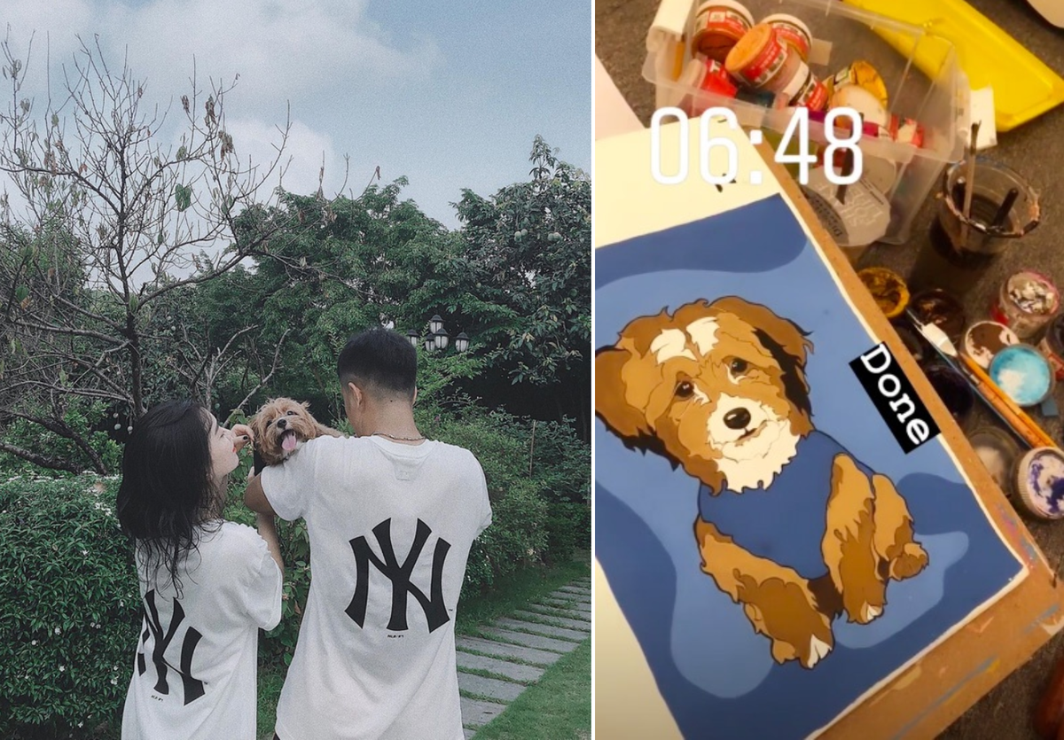 Không chỉ gây ấn tượng bằng gương mặt xinh xắn, vóc dáng nhỏ nhắn, cân đối, Hà Trang còn khoe mình có tài trong nghiệp "cầm cọ" khi không ít lần khoe những tác phẩm là bài tập ở trường.