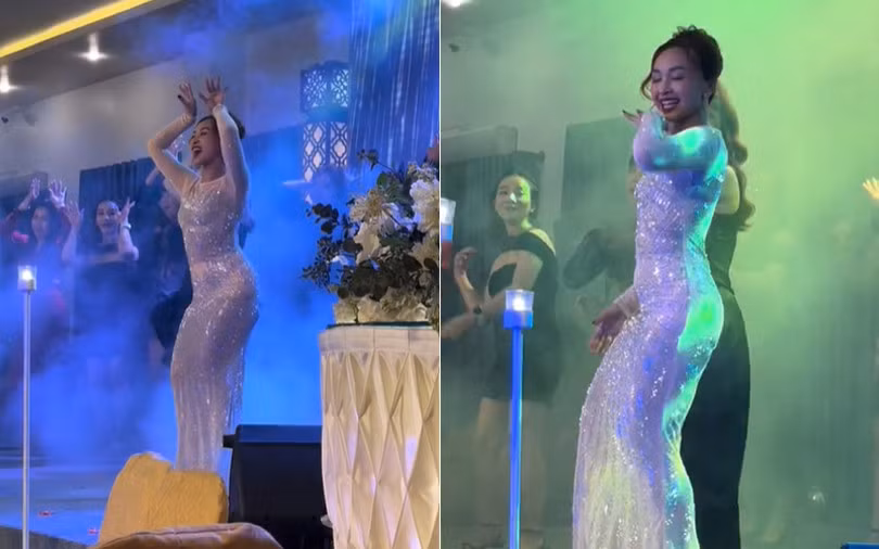 Chị Ái Vi là người dạy nhảy kiêm tổ chức sự kiện trong nhiều năm. Chị đã lên kịch bản cho đám cưới của con gái và tự góp vui bằng một tiết mục nhảy hiện đại với sự hỗ trợ của các học viên.