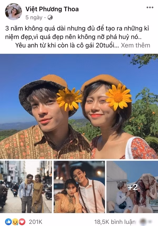 Bên trang cá nhân của Phương Thoa, cô nàng cũng đăng tải dòng trạng thái với hình ảnh trái tim đỏ. Điều này càng khiến người hâm mộ chắc chắn rằng hai người đã quay lại với nhau.