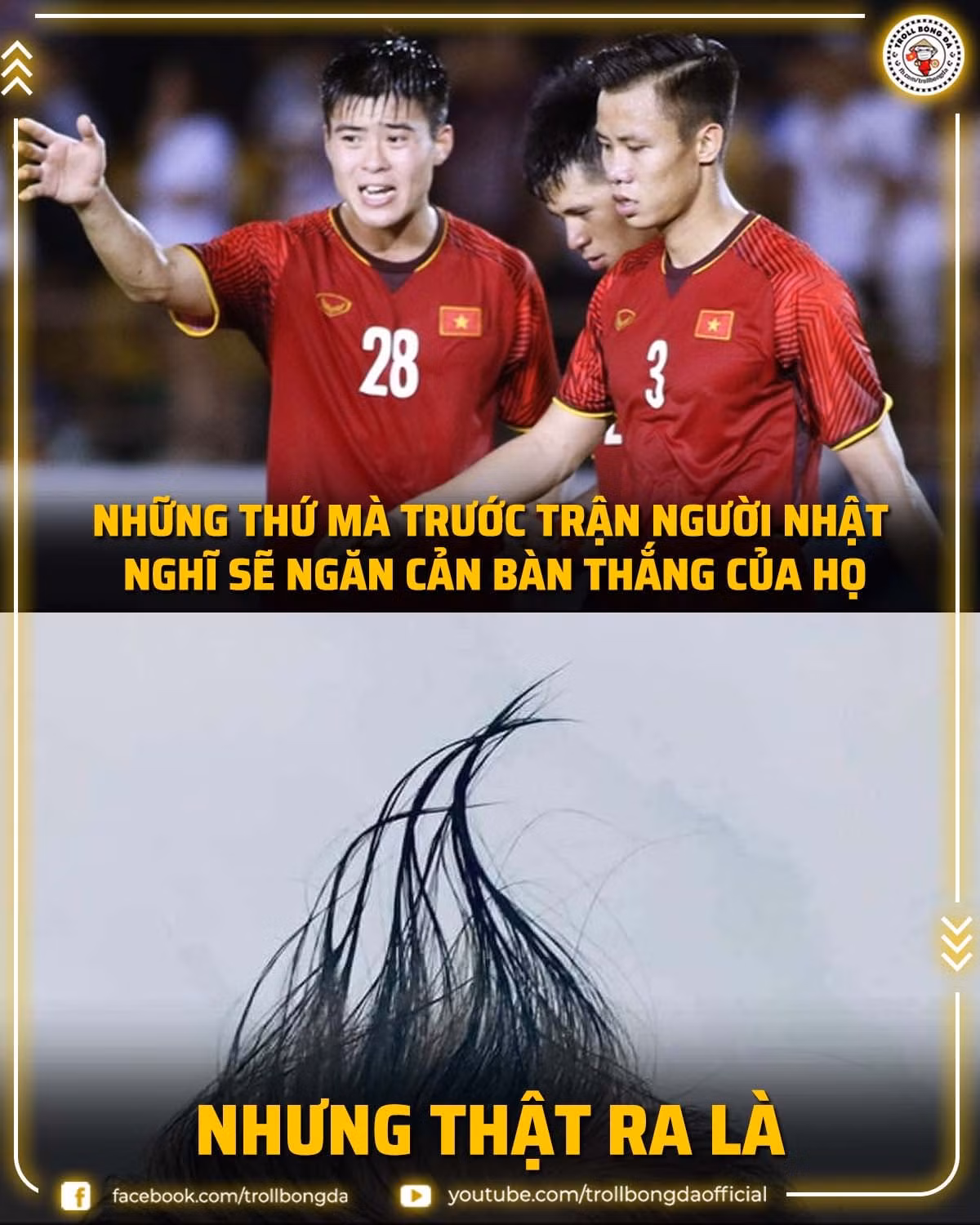 Câu chuyện về mái tóc của những cầu thủ chưa bao giờ hết hot sau mỗi trận đấu của đội tuyển Việt Nam. Ảnh: Troll Bóng Đá