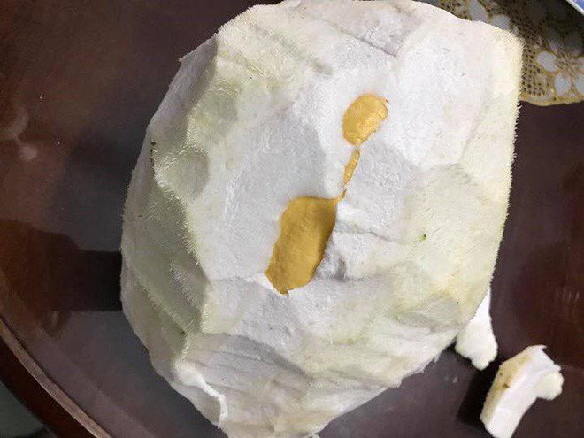 Hơn nữa, sau khi tách múi sầu riêng ra, bên trong đã xuất hiện một chiếc hạt bé xíu.