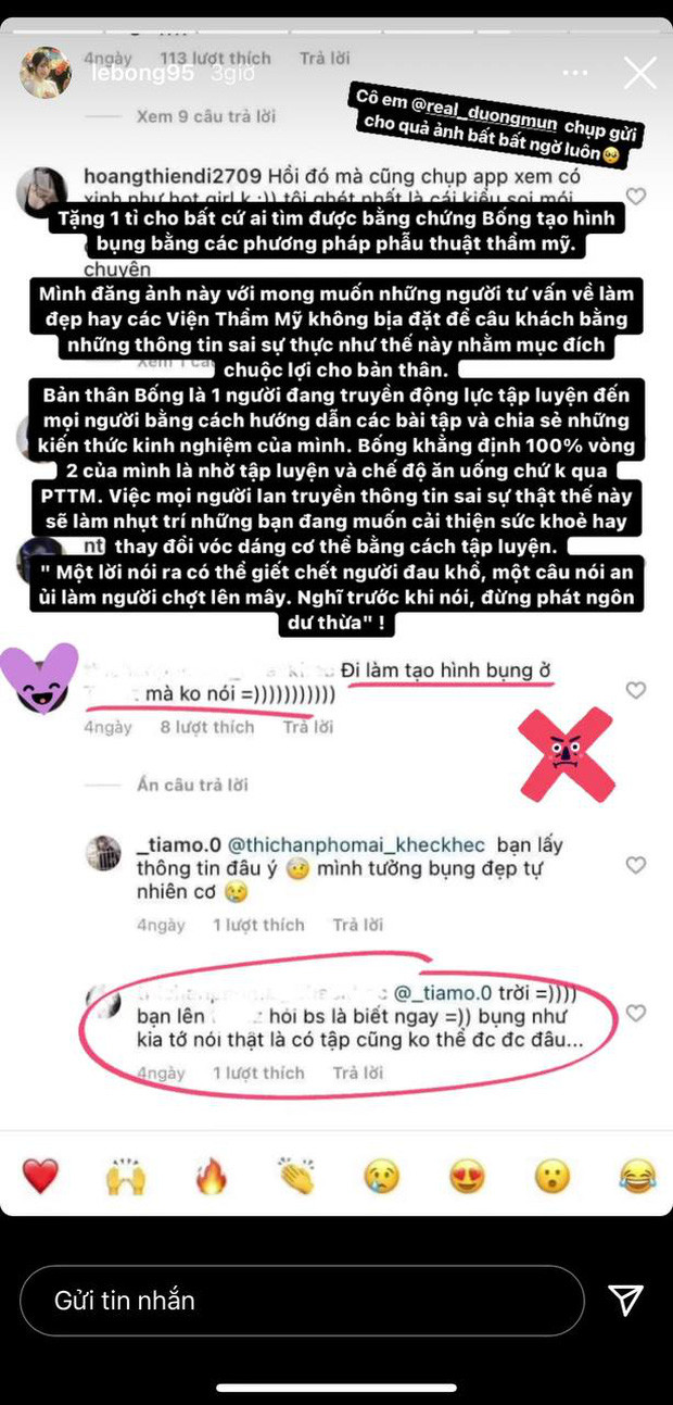 Mới đây, có một vài cư dân mạng "săm soi" đưa ra ý kiến cho rằng hot girl TikTok đã tạo hình bụng bằng các phương pháp phẫu thuật thẩm mỹ. Thậm chí, còn khẳng định cô tập luyện cũng không thể nào được như vậy.