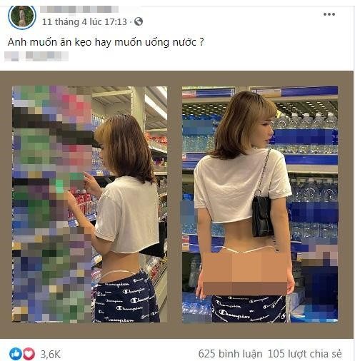 Ngày 11/4, tài khoản Dương Gia Bảo gây bão mạng xã hội khi chia sẻ loạt ảnh khoe vòng 3 phản cảm trong siêu thị.