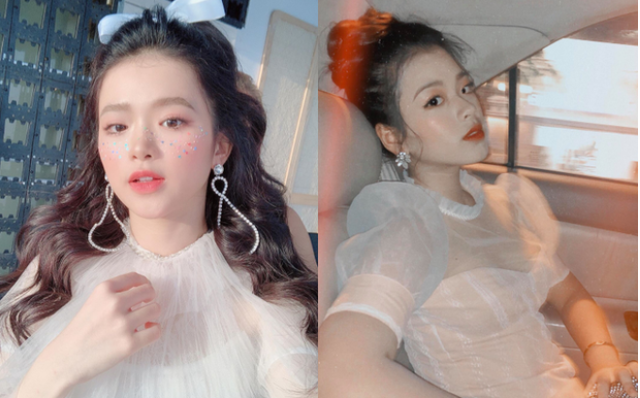 Linh Ka (ảnh trái) và Hồng Khanh (ảnh phải) cũng từa tựa nhau ở cả cách ăn mặc, trang điểm và biểu cảm, thần thái.