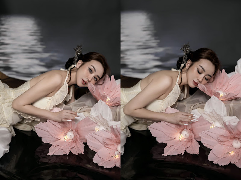 Xuất hiện dưới phong cảnh ánh trăng thơ mộng, Thư Đình đốn tim khán giả vì vóc dáng thắt đáy lưng ong, tôn lên vẻ đẹp đường cong mềm mại.