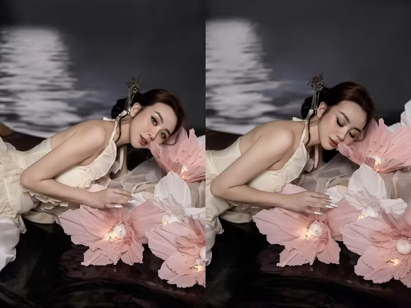 Xuất hiện dưới phong cảnh ánh trăng thơ mộng, Thư Đình đốn tim khán giả vì vóc dáng thắt đáy lưng ong, tôn lên vẻ đẹp đường cong mềm mại.