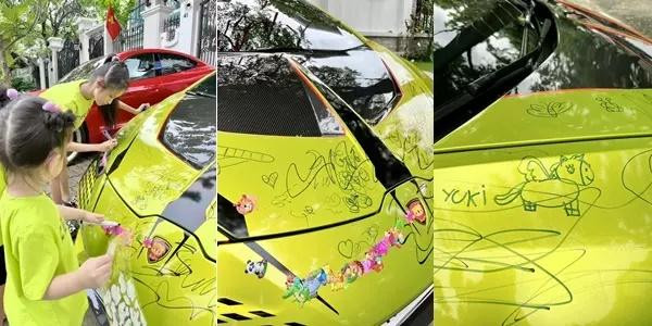 Khi trở về nhà, đại gia quận 7 ngã ngửa nhìn chiếc xe bị vẽ những đường nét nguệch ngoạc. Song anh chỉ biết ngậm ngùi: "Tui dặn vệ sĩ bảo vệ bọn trẻ, mà tui quên dặn vệ sĩ bảo vệ chiếc xe khỏi bọn trẻ".