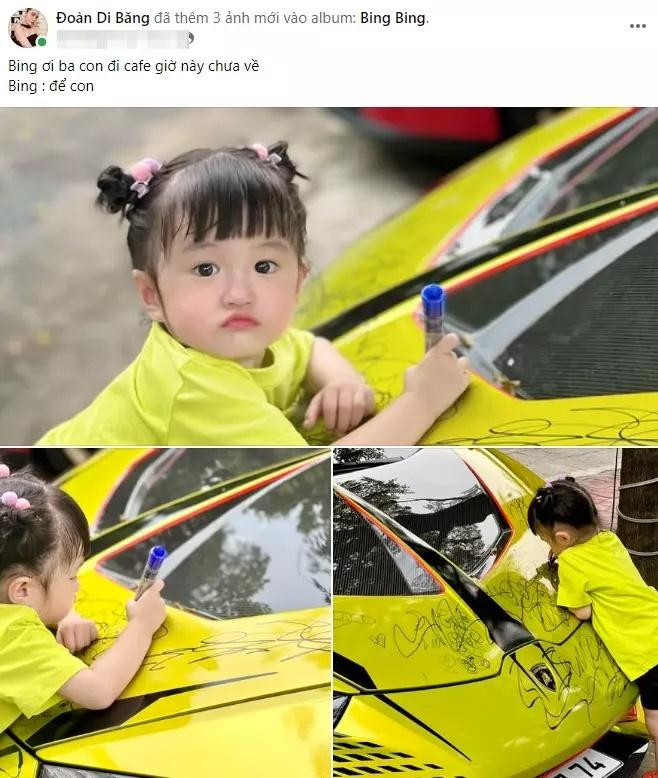 Cách đây không lâu, doanh nhân Nguyễn Quốc Vũ - chồng " nữ đại gia quận 7" Đoàn Di Băng gây chú ý chia sẻ loạt ảnh về siêu xe Lamborghini bị vợ con dùng bút vẽ lúc anh đi vắng.