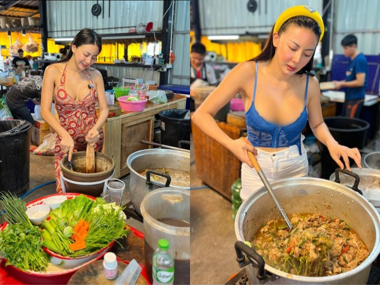 Trong các clip được Prez đăng tải trên MXH, cô thường chia sẻ về công việc tại nhà hàng. Đáng chú ý nhất, ở độ tuổi U50, cô chủ quán này vẫn tự tin diện những bộ đồ tôn hình thể.