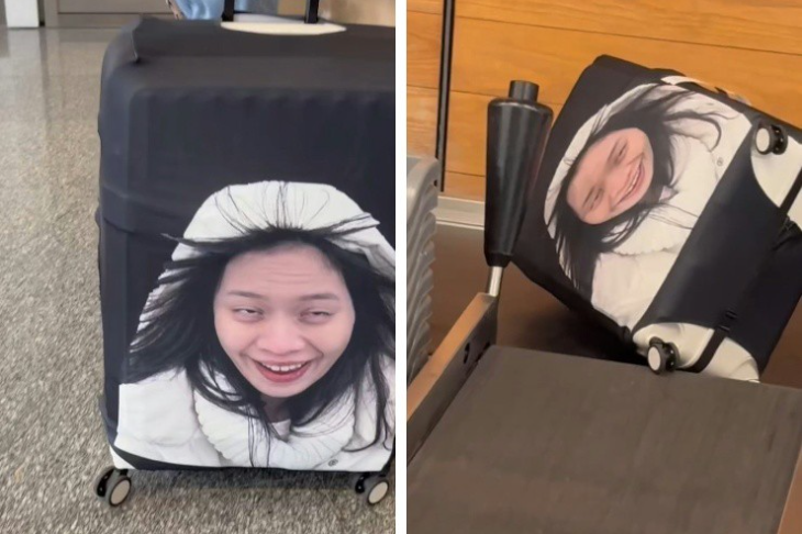 Kết quả là, chiếc bao vali này trông rất hài hước và đã trở thành tâm điểm chú ý tại sân bay, thậm chí các nhân viên an ninh cũng không nhịn được cười khi kiểm tra hành lý.