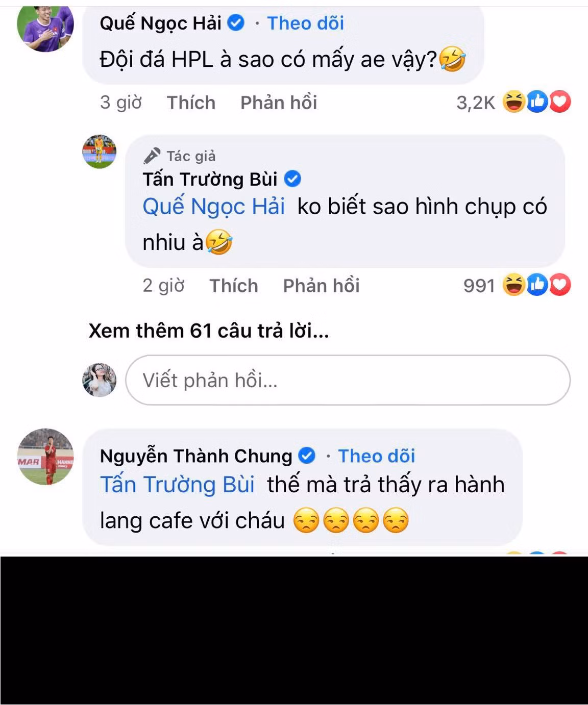 Trên trang cá nhân gần 350.000 follow, Bùi Tấn Trường viết: "Ai trong đời mà không từng vấp ngã/ Nhưng ngã ở đâu thì đứng lên ở đấy/ Quan trọng đừng đánh mất chính mình/ Phía trước còn rất nhìu khó khăn/ Hãy vững bước tiến lên anh em Việt Nam". Kèm theo đó là ảnh chụp cùng một số đồng đội trong tư thế "sẵn sàng chiến đấu".