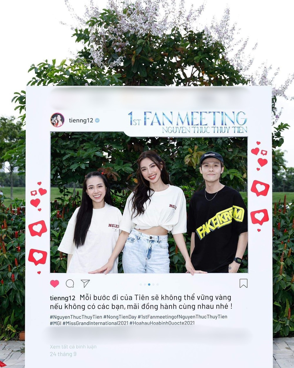 Mới đây, Joyce Phạm cùng ông xã Tâm Nguyễn đã đến ủng hộ buổi fan meeting đầu tiên của đương kim Miss Grand International (MGI) Nguyễn Thúc Thùy Tiên.