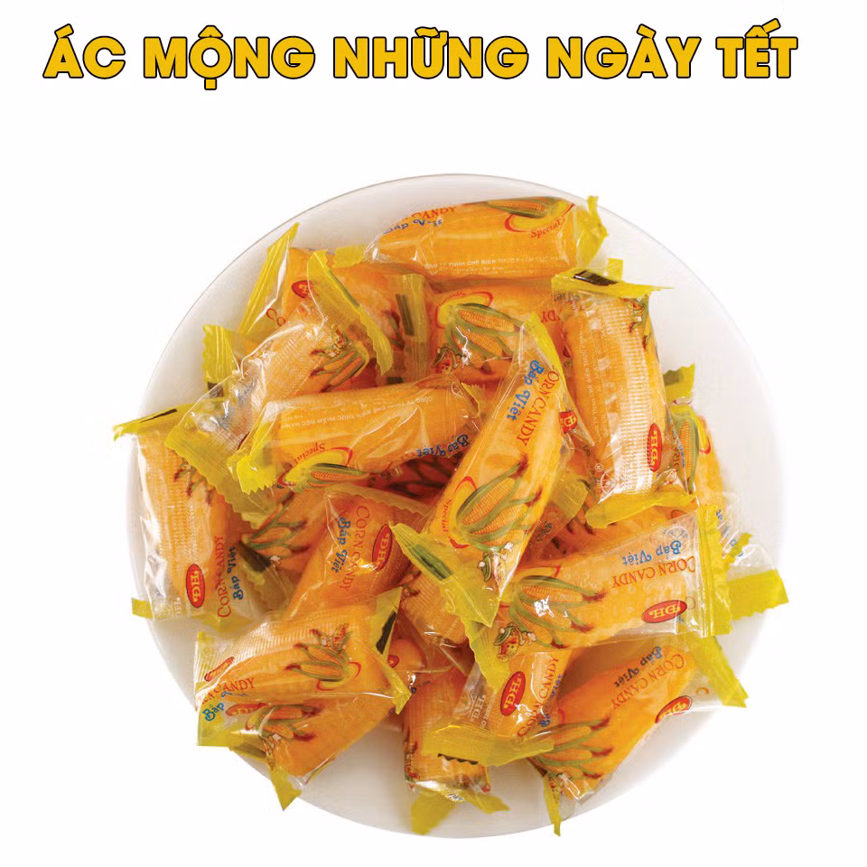 Được bình chọn hàng đầu cho loạt món ăn ngày Tết gây ám ảnh chính là kẹo ngô.