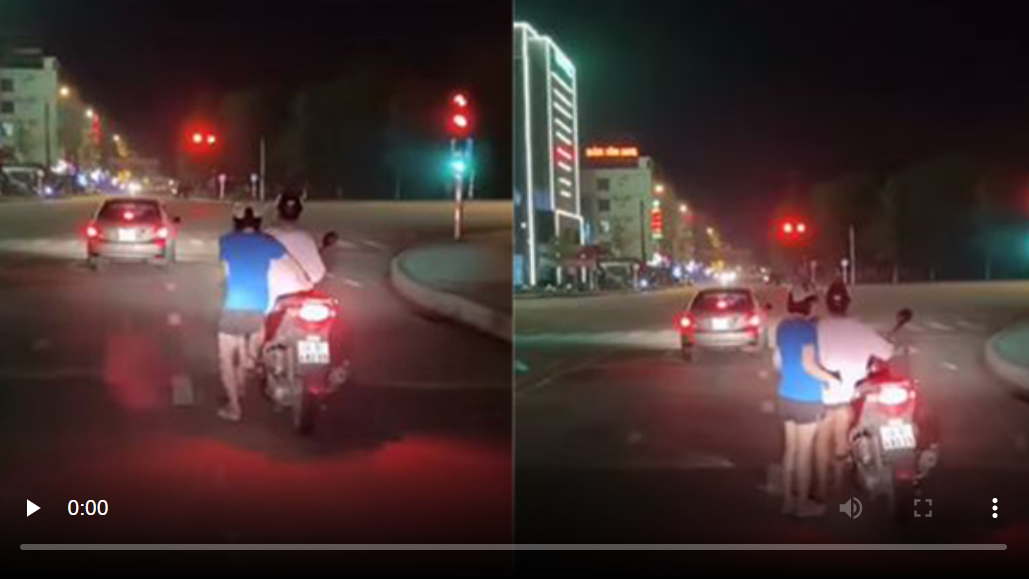 Vì chiếc xe quá cao nên cô gái chân ngắn không thể ngồi lên yên xe mà chống chân như bình thường được. Cô nàng đành phải nhờ sự trợ giúp của cô bạn ngồi sau nhảy xuống đỡ xe hộ rồi "nhảy lẹ" xuống xe để giữ khi có tín hiệu đèn đỏ.