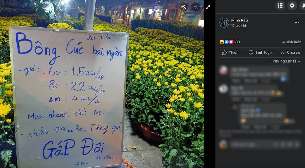 Đến nay, khi Tết đang cận kề, ông chủ sạp bán rau nổi tiếng MXH lại tiếp tục khiến dân tình xôn xao khi chuyển nghề sang buôn hoa.