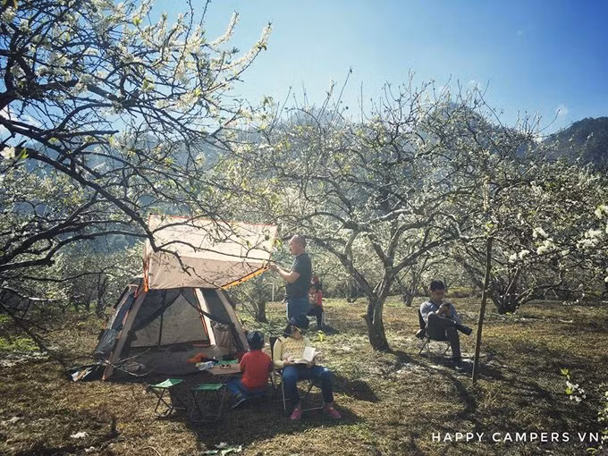 Về điểm cắm trại, du khách có thể cắm trại tại các vườn mận hay xuyên núi vào bản Pa Phách và xin phép người dân để được dựng lều nghỉ ngơi.