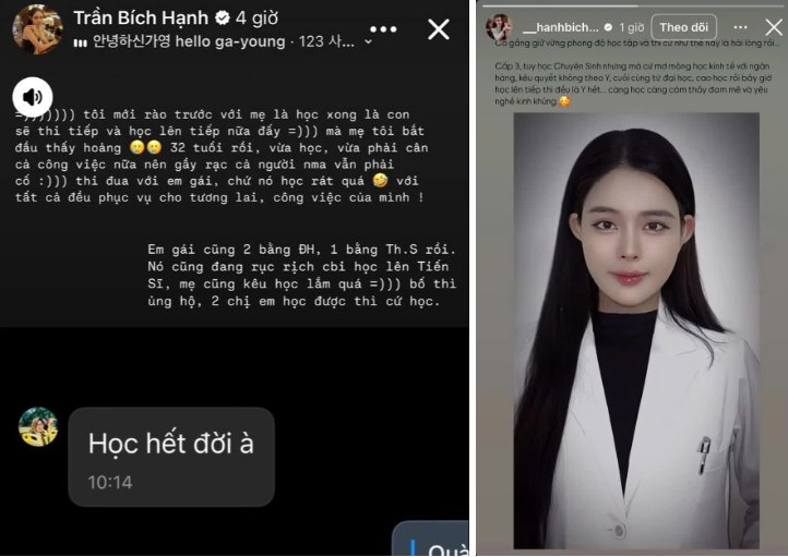 Không dừng lại ở đó, sau khi hoàn thành bậc học Thạc sĩ Y, bạn gái Văn Thanh có kế hoạch học lên Tiến sĩ khiến mẹ cô phải than trời.