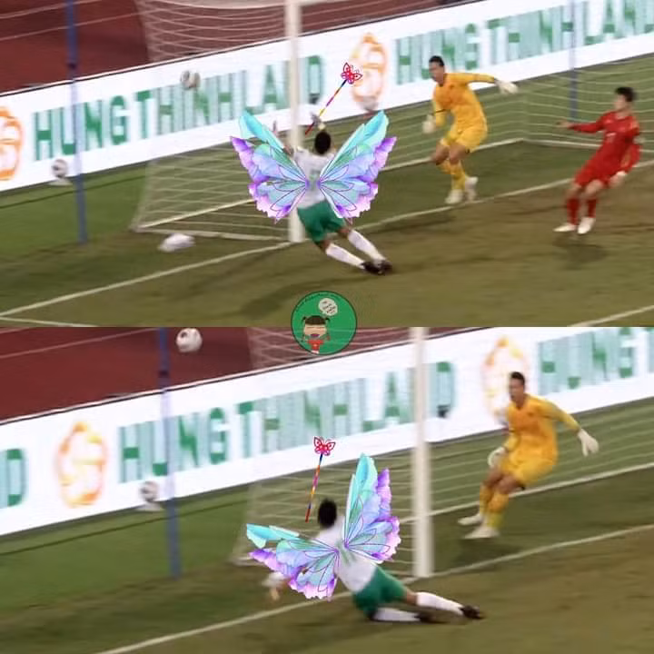 Pha dứt điểm đầu trận đấu của Shehri được dân mạng chế ảnh chẳng khác gì một nàng tiên lỡ bước.