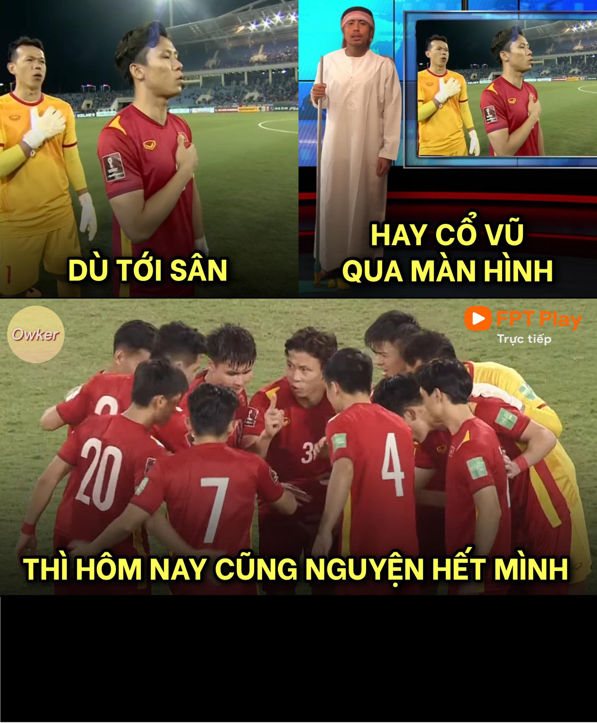 Trước khi trận đấu diễn ra, bức ảnh chế nguyện hết mình cổ vũ cho đội tuyển Việt Nam được netizen truyền tay nhau để tiếp thêm động lực cho các cầu thủ.