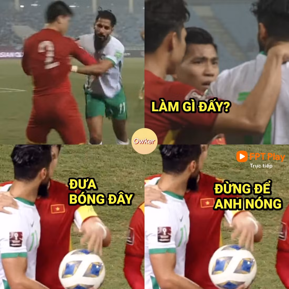 Trận đấu dần nóng lên khi những tình huống cà khịa của các cầu thủ Ả Rập Xê-út vấp phải sự phản ứng mạnh mẽ đến từ các cầu thủ Việt Nam.