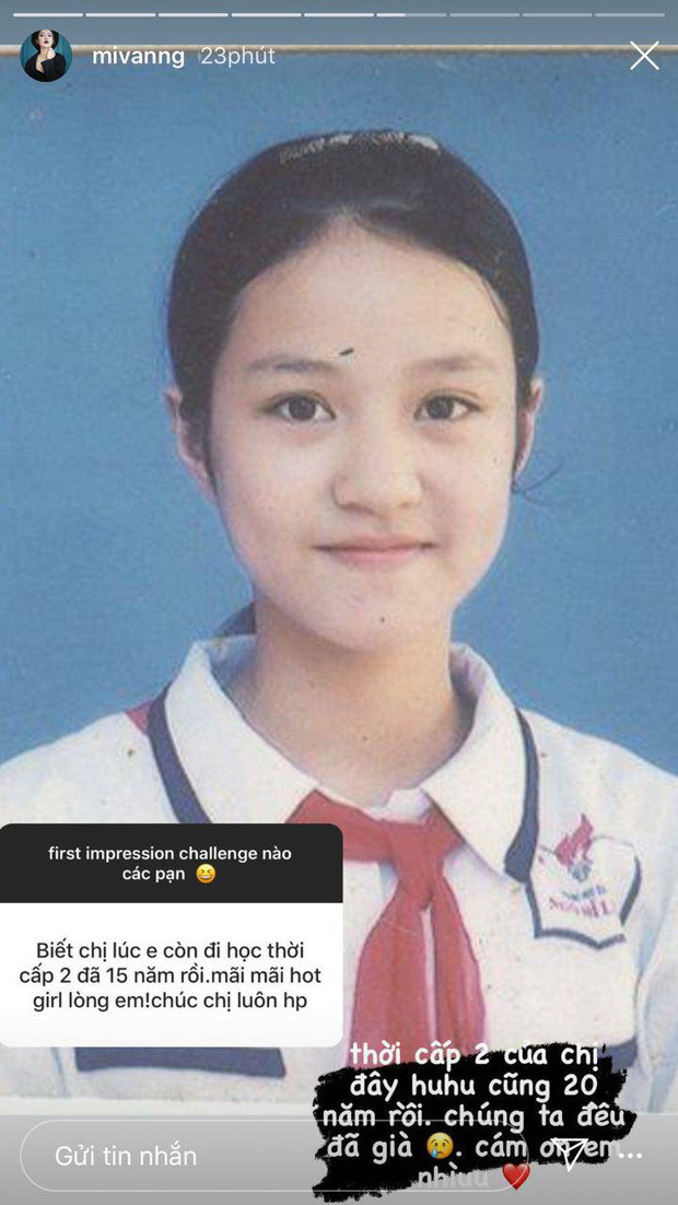 Mới đây, hot girl đời đầu Mi Vân lại một lần nữa chứng minh chẳng có gì ngoài xinh đẹp khi đăng ảnh thẻ hồi học cấp 2 - một trong những kiểu ảnh mà bất cứ ai cũng muốn giấu đi.