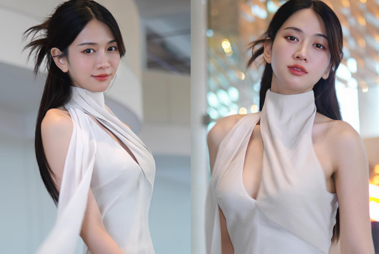 Hot TikToker make up trong trẻo, nhẹ nhàng để lộ đường nét gương mặt hài hòa, cân đối, kết hợp cùng mái tóc đen buộc gọn gàng, phù hợp giúp tổng thể trông thu hút hơn.