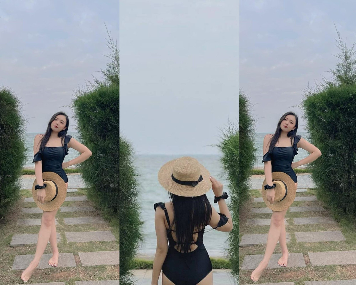 Trong bộ đồ một mảnh màu đen với đường cut-out phần lưng, dù không hở bạo nhưng nữ MC xinh đẹp vẫn khiến fan "đổ đứ đừ" vì đường cong nuột nà cùng làn da trắng mịn màng.