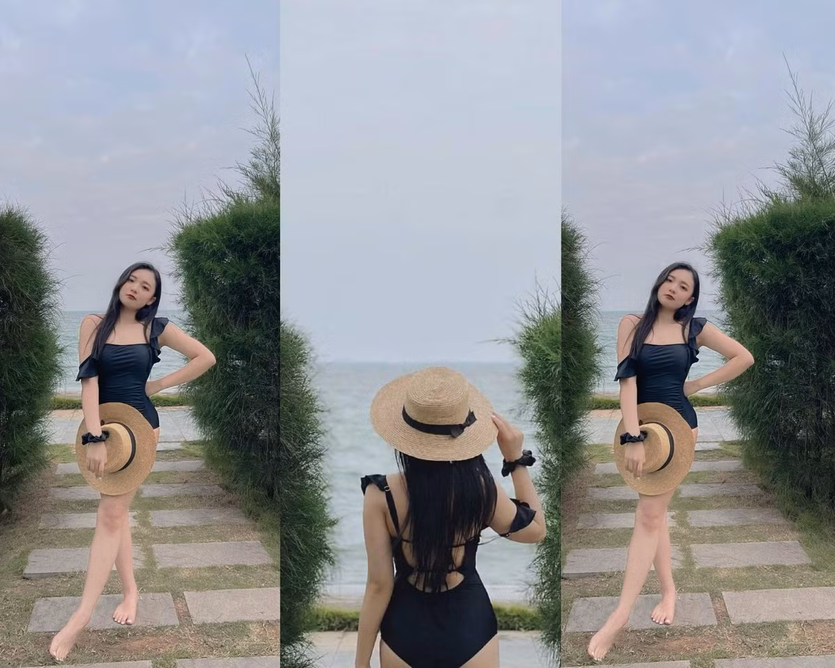 Trong bộ đồ một mảnh màu đen với đường cut-out phần lưng, dù không hở bạo nhưng nữ MC xinh đẹp vẫn khiến fan "đổ đứ đừ" vì đường cong nuột nà cùng làn da trắng mịn màng.