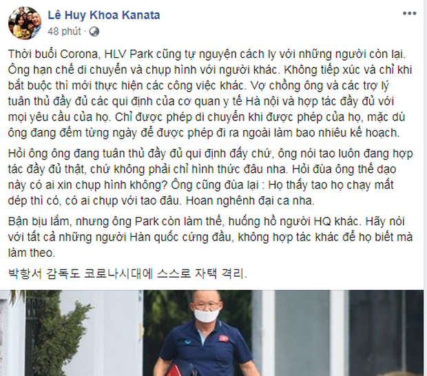 HLV Park Hang Seo tu cach ly phong COVID-19 du suc khoe binh thuong-Hinh-2