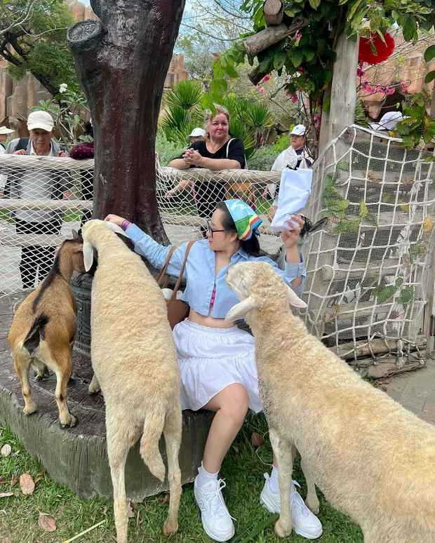 Có thể thấy, vẻ ngoài của Trúc Anh ở thời điểm hiện tại trông khá tròn trịa. Tuy vậy, cô vẫn tự tin diện trang phục khoe dáng và ghi điểm với thần sắc rạng rỡ và tràn đầy năng lượng.