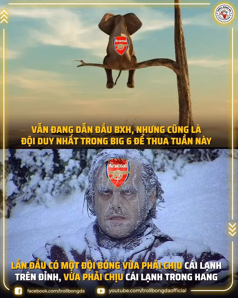 Dù vẫn đứng đầu bảng nhưng Arsenal là đội duy nhất trong nhóm đại gia của EPL thua cuối tuần qua.